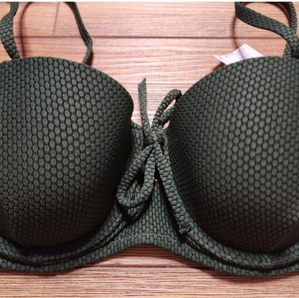 Shade & Shore Bikini Top Womens 32B Dark Green NEW